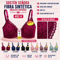 Sostén copa C/D con barbas y con pocos rellenos tallas y colores surtidas la docena 