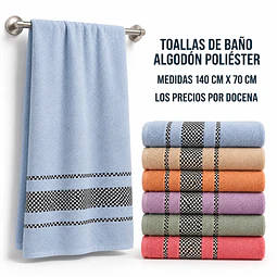 Toallas de baño ## algodón poliéster 140 cm x 70 cm y colores surtidas la docena 