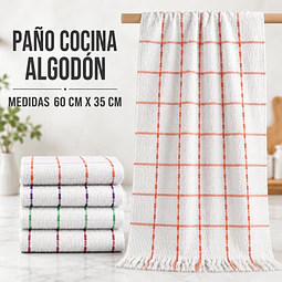 Paño cocina algodón 60 cm x 35 cm y colores surtidas la docena 