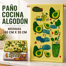 Paño cocina algodón 60 cm x 35 cm y colores surtidas la docena
