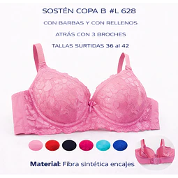 Sostén copa B tallas y colores surtidas la docena 