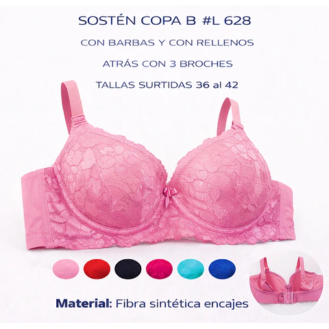 Sostén copa B tallas y colores surtidas la docena 