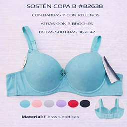 Sostén copa B tallas y colores surtidas la docena 