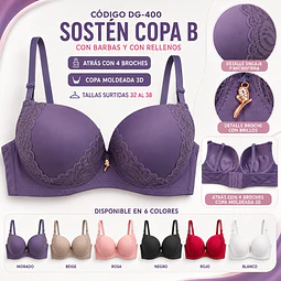 Sostén copa B tallas y colores surtidas la docena 