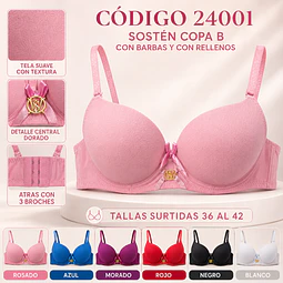 Sostén copa B tallas y colores surtidas la docena 