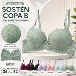 Sostén copa B tallas y colores surtidas la docena 