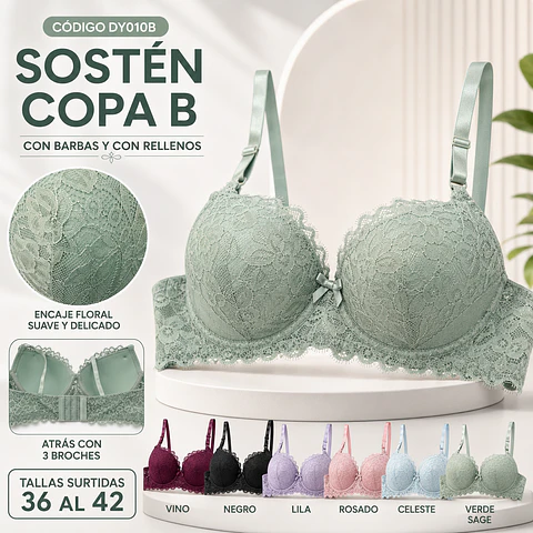 Sostén copa B tallas y colores surtidas la docena 