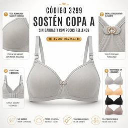 Sostén copa A tallas y colores surtidas la docena 