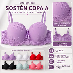 Sostén copa A tallas y colores surtidas la docena 