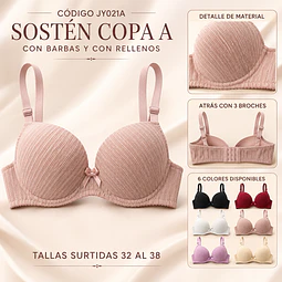 Sostén copa A tallas y colores surtidas la docena 