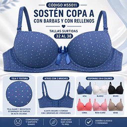 Sostén copa A tallas y colores surtidas la docena 