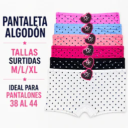 Pantaleta algodón tallas y colores surtidas la docena 