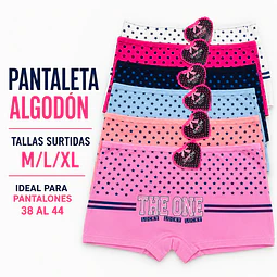 Pantaleta algodón tallas y colores surtidas la docena 