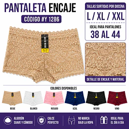 Pantaleta con encajes tallas y colores surtidas la docena 