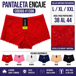 Pantaleta con encajes tallas y colores surtidas la docena 