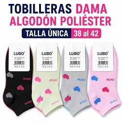 Tobilleras dama algodón poliéster talla única 38 al 42 la docena 