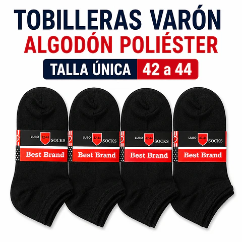 Tobilleras varón algodón poliéster talla única 42 al 44 la docena 