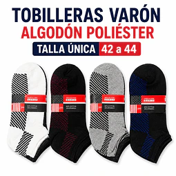 Tobilleras varón algodón poliéster talla única 42 al 44 la docena 