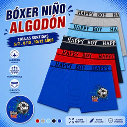Boxer niño algodón tallas y colores surtidas la docena 