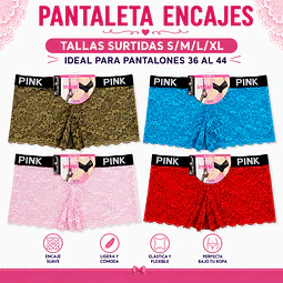 Pantaleta con encajes tallas y colores surtidas la docena 