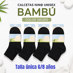 Calcetas nin@ unisex color negro talla única 6/8 años la docena