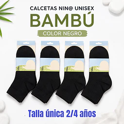 Calcetas nin@ unisex color negro talla única 8/10 años la docena