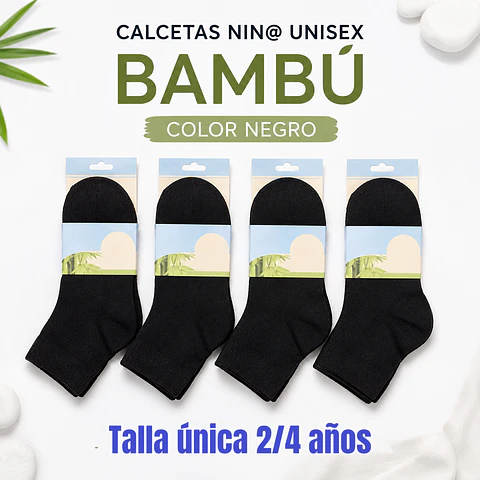 Calcetas nin@ unisex color negro talla única 8/10 años la docena