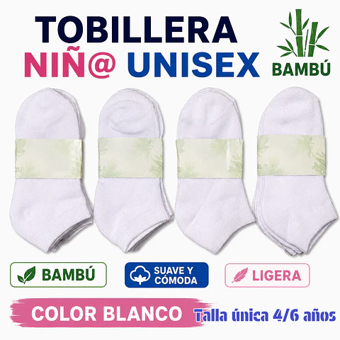 Calcetas nin@ unisex color blanco talla única 4/6 años la docena