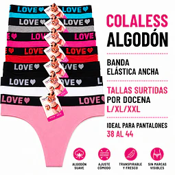 Colaless algodón Banda elástica ancha tallas y colores surtidas la docena 