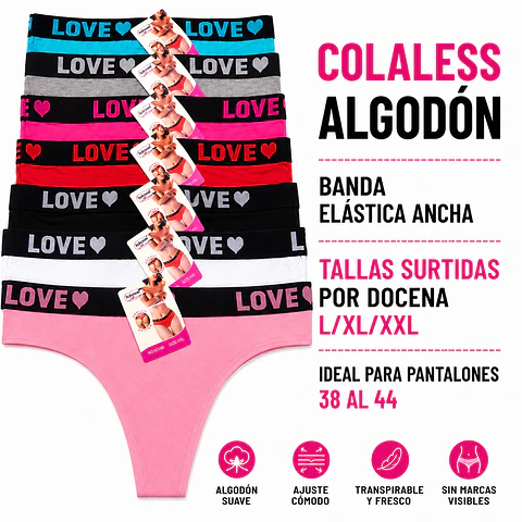 Colaless algodón Banda elástica ancha tallas y colores surtidas la docena 