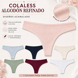 Colaless algodón refinado diseños acanalado tallas y colores surtidas la docena 