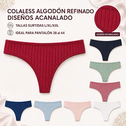 Colaless algodón refinado diseños acanalado tallas y colores surtidas la docena 