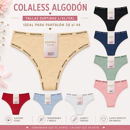 Colaless algodón tallas y colores surtidas la docena 