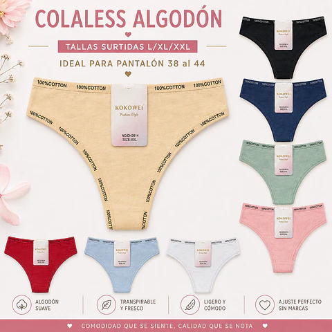 Colaless algodón tallas y colores surtidas la docena 