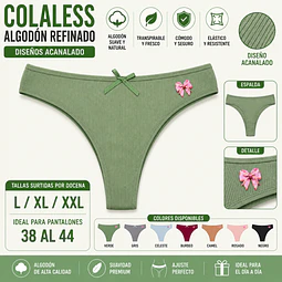Colaless algodón refinado diseños acanalado tallas y colores surtidas la docena 