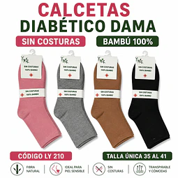 Calcetas diabético dama Bambú 100% #LY 210 talla única 35 al 41 la docena 