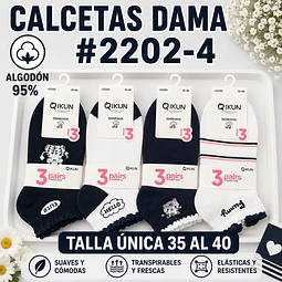 Calcetas dama Algodón 95% #2202-4 Talla única 35/41 la docena