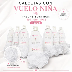 Calcetas con vuelo HB 302 color blanco y tallas surtidas la docena 