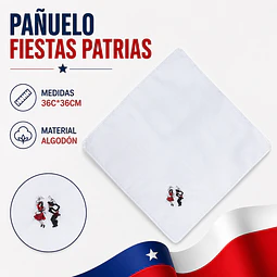 PAÑUELO FIESTAS PATRIAS MEDIDAS 36*36 CM LA DOCENA 