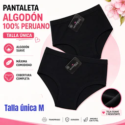 Pantaleta algodón 💯 peruano color Negro talla única M la docena 
