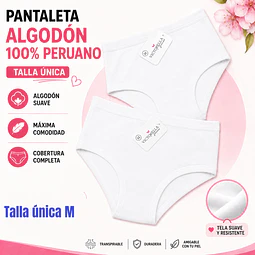 Pantaleta algodón 💯 peruano color Blanco talla única M la docena 