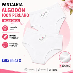 Pantaleta algodón 💯 peruano color Blanco talla única S la docena 