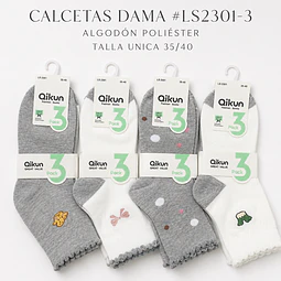 Calcetas dama #LS2301-3 talla única 35/40 la docena 