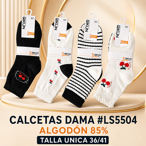 Calcetas dama #LS5504 talla única 35/40 la docena 