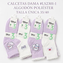 Calcetas dama #LS2301-1 talla única 35/40 la docena 