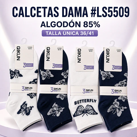 Calcetas dama #LS5509 talla única 36/41 la docena 