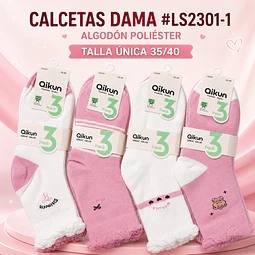 Calcetas dama #LS2301-1 talla única 35/40 la docena 