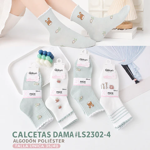 Calcetas dama #LS2302-4 talla única 35/40 la docena 
