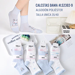 Calcetas dama #LS2302-9 talla única 35/40 la docena 