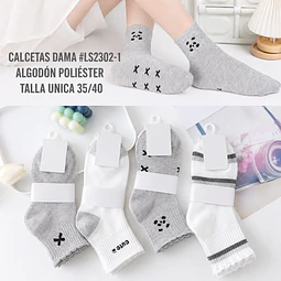 Calcetas dama #LS2302-1 talla única 35/40 la docena 